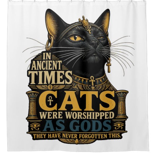 Oude Zwarte Kattenattitude Douchegordijn (Voorkant)