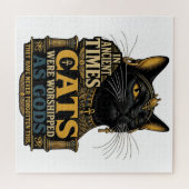 Oude Zwarte Kattenattitude Legpuzzel (Horizontaal)
