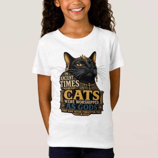 Oude Zwarte Kattenattitude T-shirt (Voorkant)