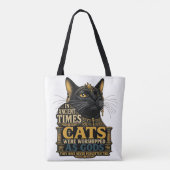 Oude Zwarte Kattenattitude Tote Bag (Achterkant)