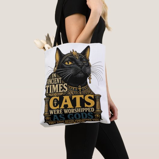 Oude Zwarte Kattenattitude Tote Bag (Dichtbij)