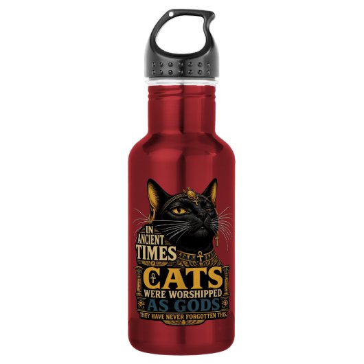 Oude Zwarte Kattenhouding Waterfles (Voorkant)