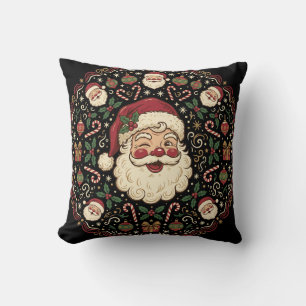 Oude Zwarte Kerstman Geborsteld Polyester Boomklee Kussen