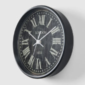 Oude zwarte  klok Romeinse cijfers (Hoek)