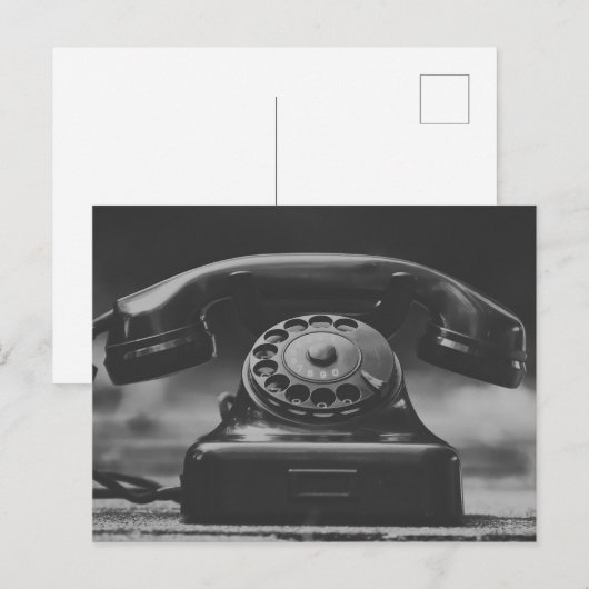 Oude zwarte telefoon briefkaart (Voorkant / Achterkant)