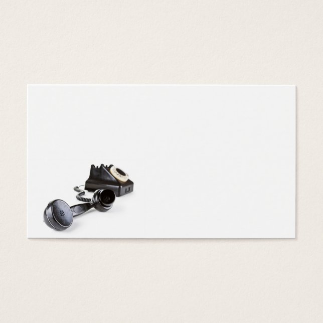 Oude zwarte telefoon met draaiknop visitekaartje (Voorkant)