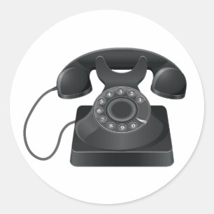 Oude zwarte-telefoonstickers ronde sticker