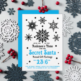 Oude Zwarte Witte Blauwe Kerstman Sneeuwvlok Kerst Kaart