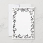 Oude Zwarte & Witte Tapijt Bloemstuk Bruiloft Save The Date (Achterkant)