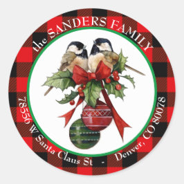 Oude Zwartkopmees Hulst Kerst Retouradres Ronde Sticker