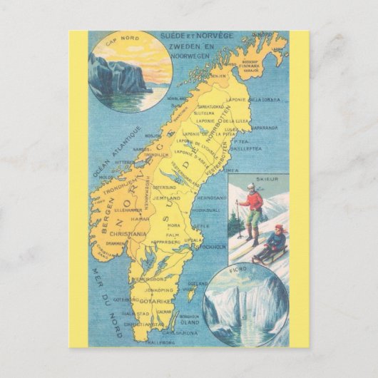 Oude Zweeden Landkaart Ansichtkaart Briefkaart (Voorkant)