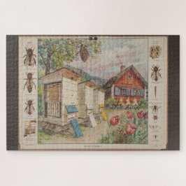 Oude Zweedse schoolwandkaart — bijen Legpuzzel