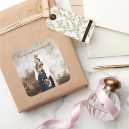 Oude Zweedse traditionele Dalecarlia-huwelijk Vierkante Sticker