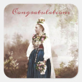 Oude Zweedse traditionele Dalecarlia-huwelijk Vierkante Sticker (Voorkant)