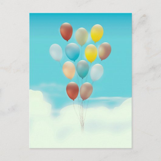 Oude Zwevende Ballonnen Briefkaart (Voorkant)