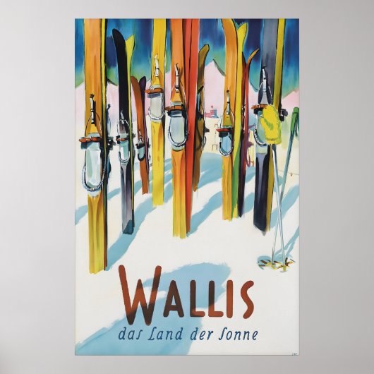 Oude Zwitserland Wallis Valais Ski Reizen Poster (Voorkant)