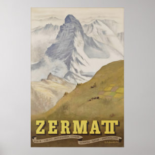 Oude Zwitserland Zermatt Matterhorn Reis Poster