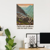 Oude Zwitserse Alpen Reisposter Autocars Postaux Poster (Thuiskantoor)
