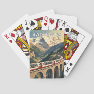 Oude Zwitserse Alpen Zwitserland Reis Trein Pokerkaarten