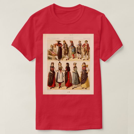 Oude Zwitserse mode en levensstijl 18e eeuw H T-shirt (Design voorkant)