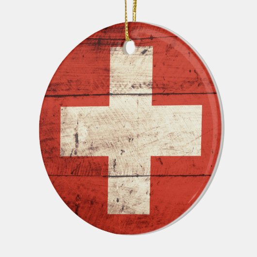 Oude Zwitserse vlag Keramisch Ornament (Links)