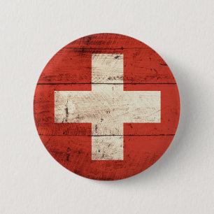 Oude Zwitserse vlag Ronde Button 5,7 Cm