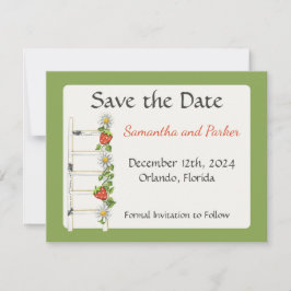 Oudeaardige Ladder met Aardbei Save The Date