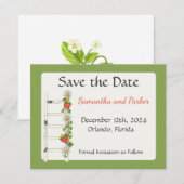 Oudeaardige Ladder met Aardbei Save The Date (Voorkant / Achterkant)