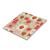 Oudeaardse Aardbeienpicknick Patchwork Patroon Tegeltje (Zijkant)