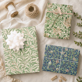 Oudegroene bladeren William Morris patronen Inpakpapier Vel