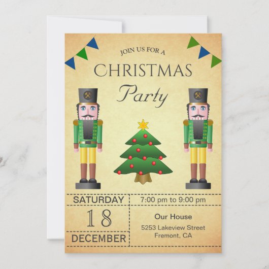 Oudegroene Notenkraker Kerstvakantie Kerstfeest Kaart (Voorkant)