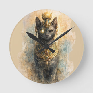 Oudegyptische Bastet Kattengodin Aquarel Kunst Ronde Klok