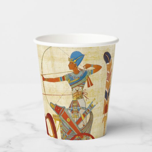 Oudegyptische farao Ramses II Paarden papyrus Papieren Bekers (Achterkant)