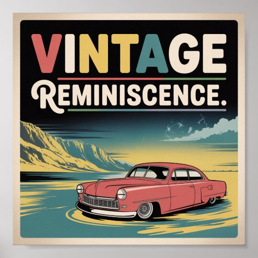 Oudeherinnering Retro Autoposter Poster (Voorkant)