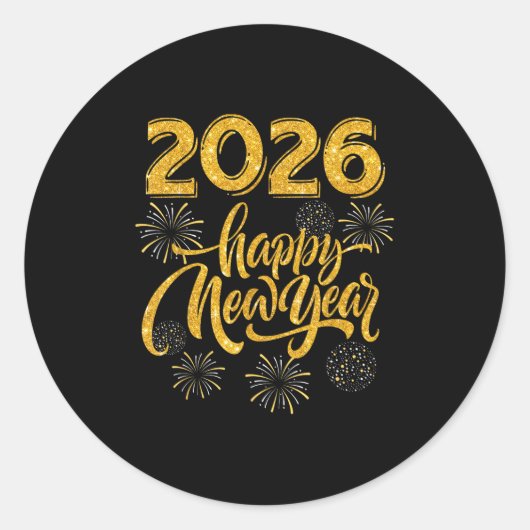 Oudejaars Feestbenodigdheden 2026 Gelukkig Nieuwja Ronde Sticker (Voorkant)