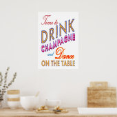 Oudejaars Poster om Champagne te Drinken (Keuken)
