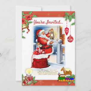 Oudejaars Santa Claus Kerstfeest Uitnodiging