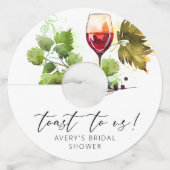 Oudejaars Toast To Us Waterverf Wijnglas Wijnglaslabel (Voorkant)