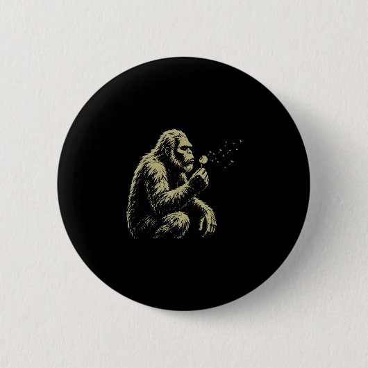Oudejaars wensen grappige bigfoot die blaast ronde button 5,7 cm (Voorkant)