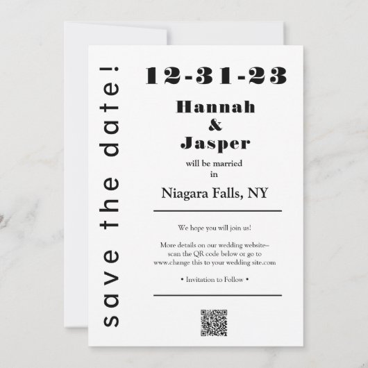Oudejaarsavond 123123 Bruiloft Save the Date Kaart (Achterkant)