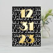 Oudejaarsavond 2023 één twee drie 123123 zwart folie uitnodiging (Staand Voorkant)