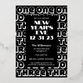 Oudejaarsavond 2023 één twee drie 123123 zwart folie uitnodiging (Achterkant)