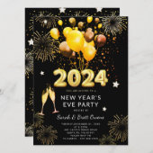 Oudejaarsavond 2023 Gouden ballonnen Vuurwerk Kaart (Voorkant / Achterkant)