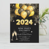 Oudejaarsavond 2023 Gouden ballonnen Vuurwerk Kaart (Staand voorkant)