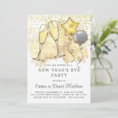 Oudejaarsavond 2024 Champagne Glitter Kaart (Staand voorkant)