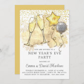 Oudejaarsavond 2024 Champagne Glitter Kaart (Voorkant / Achterkant)