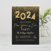 Oudejaarsavond 2024 Gold Glitter Kaart (Staand voorkant)