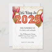 Oudejaarsavond 2025 Feest Rood en Goud Marquee Kaart (Voorkant)