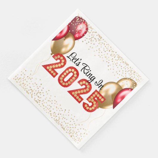 Oudejaarsavond 2025 Feest Rood en Goud Marquee Servet (Hoek)