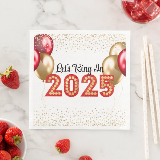 Oudejaarsavond 2025 Feest Rood en Goud Marquee Servet (Insitu)